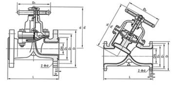 襯氟隔膜閥(fá)外形尺寸圖