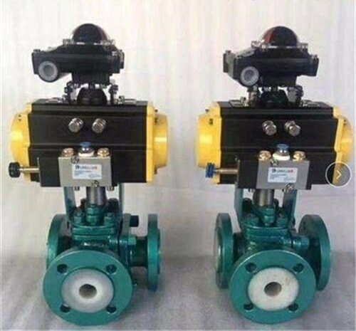 氣動三通襯氟球閥 氣(qì)動三通襯氟球閥