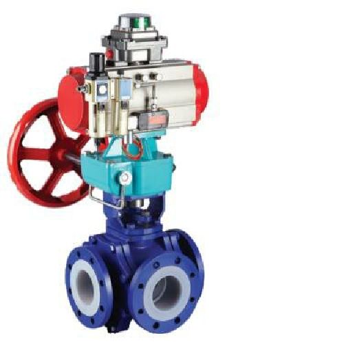 氣動襯氟三通球閥