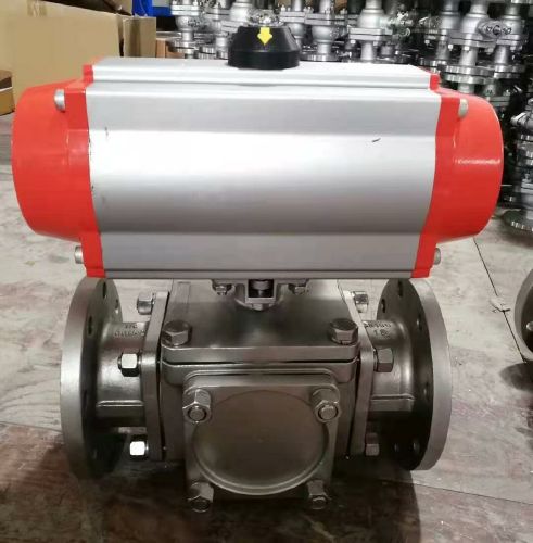 氣動高平台（tái）法蘭三通球閥